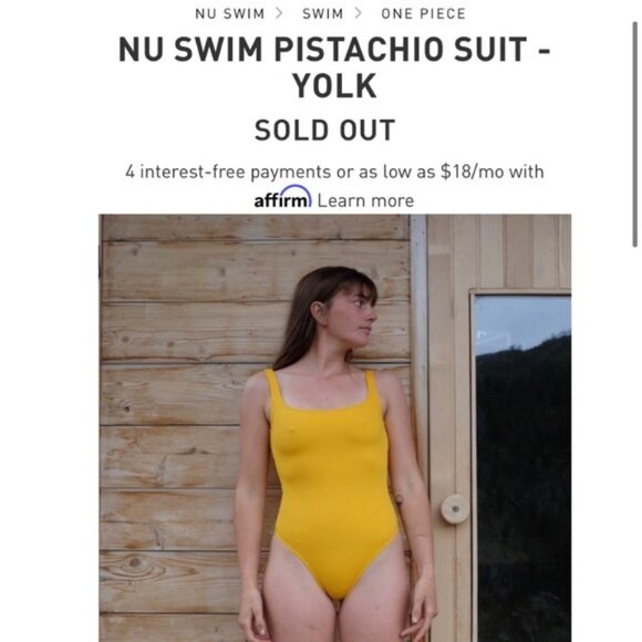 Nu Swim Pistachio Bathing Suit Yolk Yellow XS - Picture 2 of 9